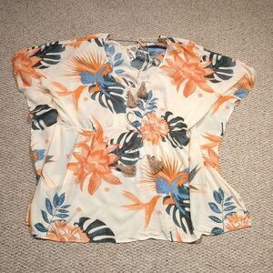 Z&L Europe Caftan Tunic Cover Small Floral Print Airy Boho Tassels Oversized